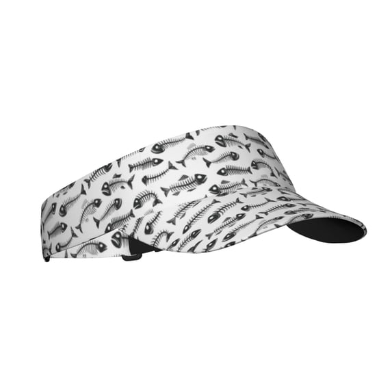 Honeii Fish Bones Print Adult Sunscreen Visor Cap, Adjustable Sun Protection Hat,Sun Visor Hats,UV Protection Outdoor Sports Golf Running Sun Caps