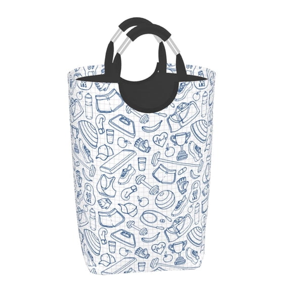 Honeii Fitness Guru Print Laundry Hamper Collapsible Laundry Baskets, Freestanding Waterproof Clothes Hamper with Easy Carry Handles