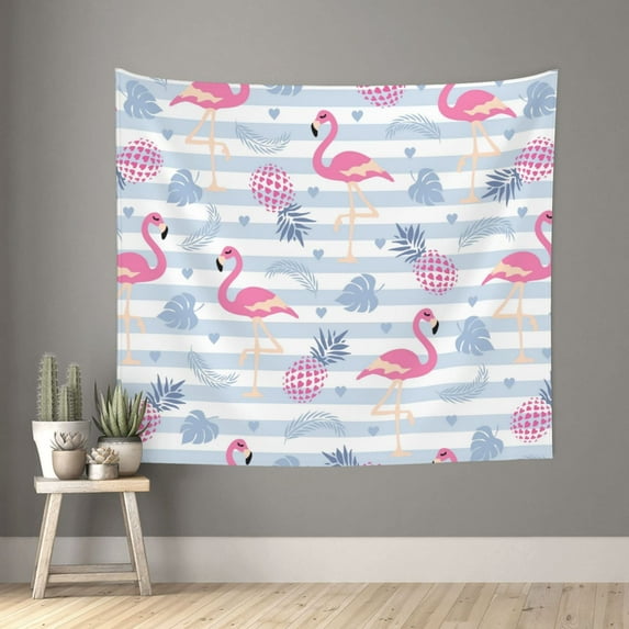 Honeii Flamingo and Pineapple print Tapestry for Bedroom, Tapestry Wall Tapestry Aesthetic, Room Decor Classroom Tapestries for Living Room Dorm Room 51" X 60"