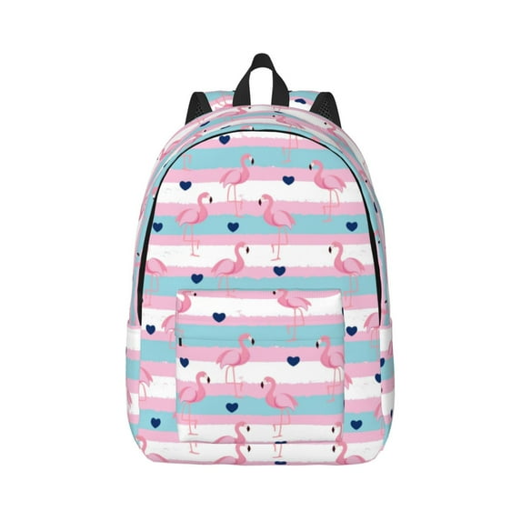 Honeii Flamingo1 Print Canvas College Laptop Backpack, Durable Rucksack Travel Notebook Bag School Backpack Book Bag for Men Women-Medium