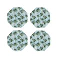 thumbnail image 1 of Honeii Flamingos And Palms print Leather Coaster Set of 4, ideal for safeguarding your furniture from drinks spills and effortless cleanup-Octagon, 1 of 6