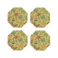 thumbnail image 1 of Honeii Floral with Butterflies print Leather Coaster Set of 4, ideal for safeguarding your furniture from drinks spills and effortless cleanup-Octagon, 1 of 6