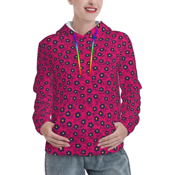 Honeii Floral Colorful Pattern Womens Oversized Hoodies Long Sleeve Sweatshirts Pullover Fall Outfits with Pocket-Medium