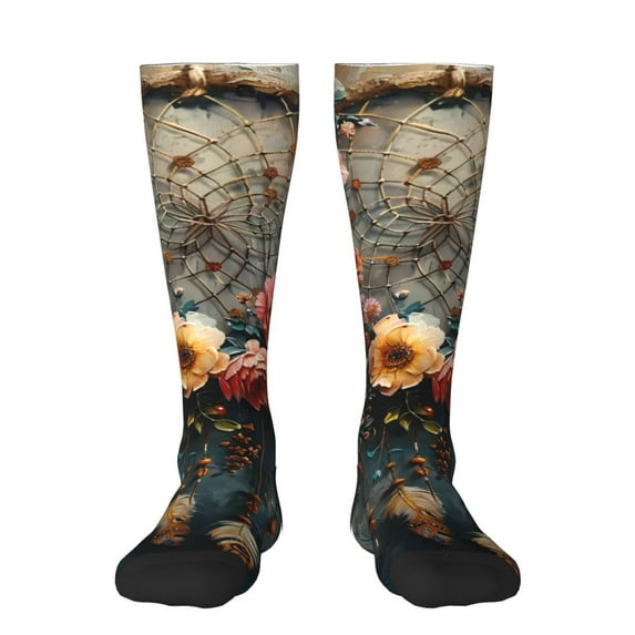 Honeii Floral Dreamcatcher Elegance Print Long Socks,Novelty Design Socks Gift for Men and Women,Crew Socks,Calf Socks