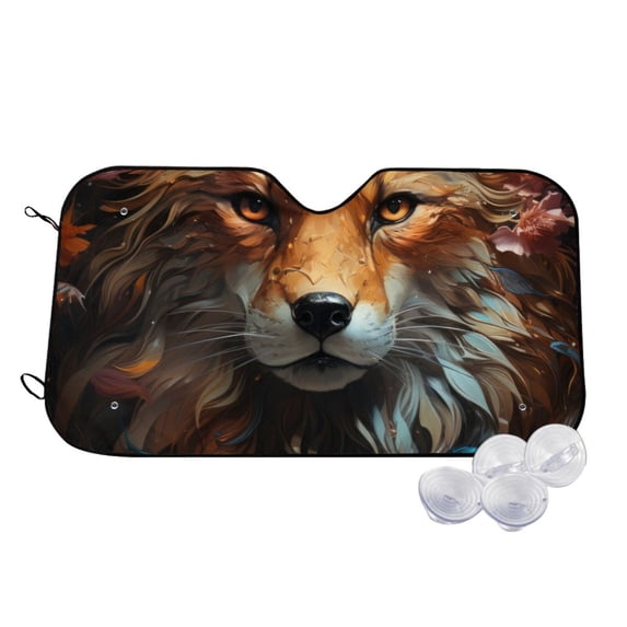 Honeii Floral Fox Print Car Sunshade for Windshield,Car Cover Sunshade Protector,Foldable Front Window Sun Visor,Fits Cars, SUVs, Trucks