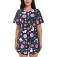 thumbnail image 1 of Honeii Floral Rabbit for Women's Summer Pajama Set featuring Soft Short Sleeve Shirt & Matching Bottoms with Convenient Pockets for Relaxed Home Wear-4X-Large, 1 of 6