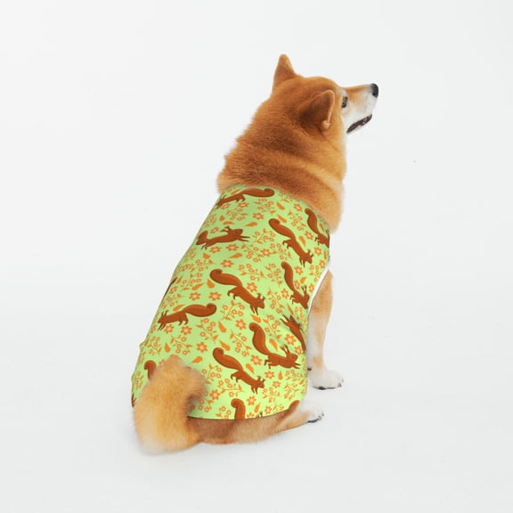 Honeii Floral Squirrel Pattern 100% Cotton Dog Clothes Dog Costumes Doggie Shirts Puppy Shirt Pet Vest Tank Top Cat Tee-5X-Large