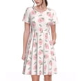 thumbnail image 1 of Honeii Floral Strawberr Print Women’s Short Sleeve Dress, Comfortable Casual Dress, Soft Polyester Spandex Blend, Stylish Everyday Wear for Summer, Perfect for Travel and Vacation, 1 of 6