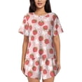 thumbnail image 1 of Honeii Floral Strawberr for Women's Summer Pajama Set featuring Soft Short Sleeve Shirt & Matching Bottoms with Convenient Pockets for Relaxed Home Wear-Small, 1 of 6