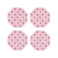 thumbnail image 1 of Honeii Floral Strawberr print Leather Coaster Set of 4, ideal for safeguarding your furniture from drinks spills and effortless cleanup-Octagon, 1 of 6