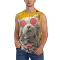 thumbnail image 1 of Honeii Floral Sunglasses Cat Art Print Men's Sleeveless Muscle Shirts, Breathable & Quick-Dry Gym Shirt, Athletic Tank Top for Running, Fitness, and Outdoor Activities-Small, 1 of 7