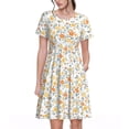 thumbnail image 1 of Honeii Floral1 Print Women’s Short Sleeve Dress, Comfortable Casual Dress, Soft Polyester Spandex Blend, Stylish Everyday Wear for Summer, Perfect for Travel and Vacation, 1 of 6