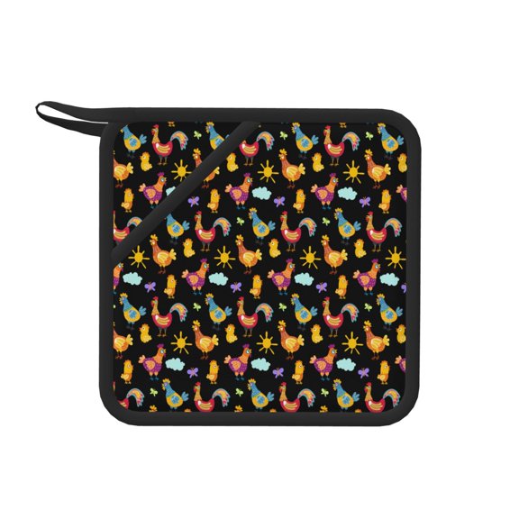Honeii Flowe Rooster for Silicone Trivets for Hot Pots and Pans -Trivet Mat - Heat Resistant Silicone Trivet - Hot Plate Mats