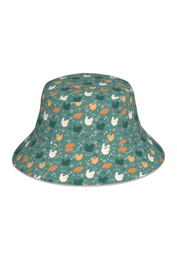 Flowe Rooster for Unisex Bucket Hat Waterproof Rain Hat Reversible Shiny Rave Bucket Hat for Concert Festival Boonie Cap