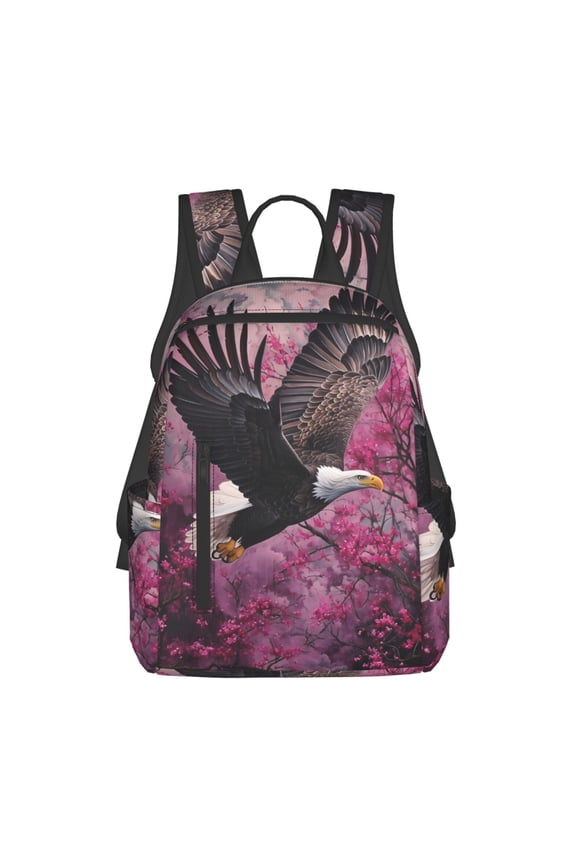 Flower Bald Eagle Print Lightweight Backpacks,Carry on Backpack,Durable Backpack for School, Work & Travel