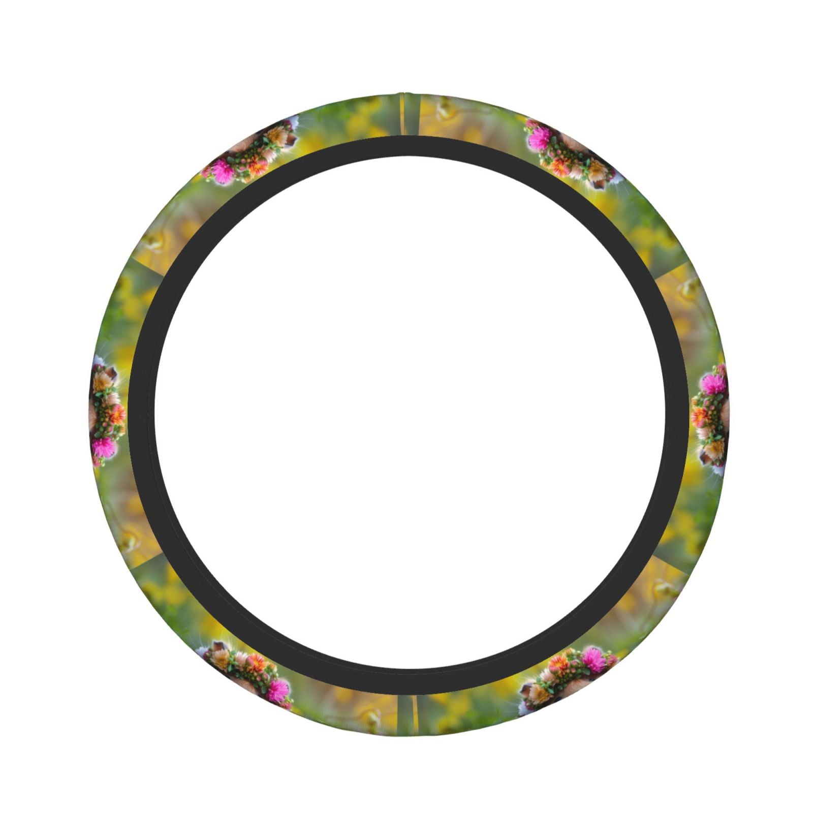 Honeii Flower Crown Guinea Pig print Stretch Elastic Steering Wheel