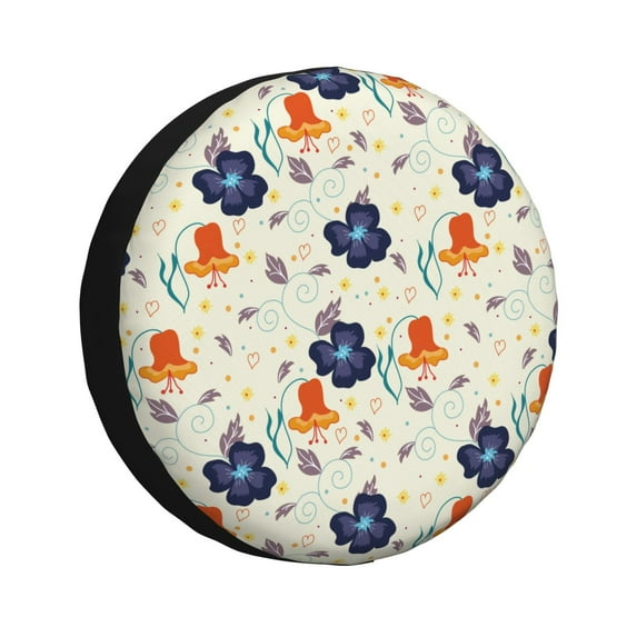 Honeii Flower Leaves Print Tire Covers, Waterproof Anti-UV Sun Snow Rain Tire Covers for Trailers, RV, Camper, SUV, Truck-14 inch