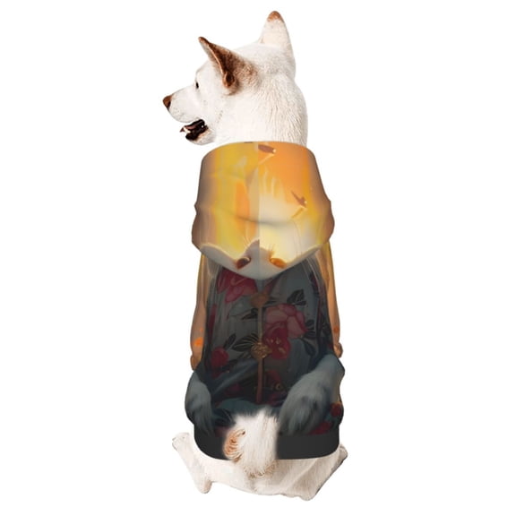 Honeii Flower Meditating Rabbit Print Small Dog Hoodies Pet Hooded Sweatshirts Fall Winter Puppy Cat Sweaters Warm Clothes for Small Dogs Outfits Costume-XX-Large