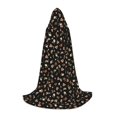 thumbnail image 1 of Honeii Flower Pattern On Black Print Poncho Cape, Cloak Coat, Snuggly Hooded Wearable Blanket, Hooded Cape For Teenagers,Halloween Costumes-Large, 1 of 7