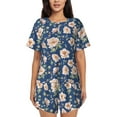thumbnail image 1 of Honeii Flower for Women's Summer Pajama Set featuring Soft Short Sleeve Shirt & Matching Bottoms with Convenient Pockets for Relaxed Home Wear-Small, 1 of 6