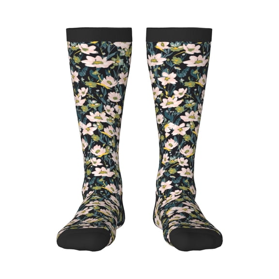 Honeii Flowers Print Long Socks,Novelty Design Socks Gift for Men and Women,Crew Socks,Calf Socks