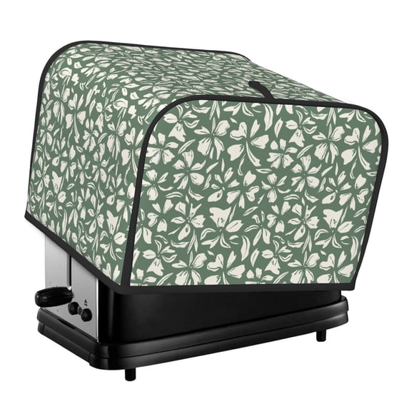 Honeii Flowers With Leaves Print 4 slice Toaster Cover, Two Slice Toaster Dust-proof Cover For Kitchen Small Appliance and Fingerprint Protection
