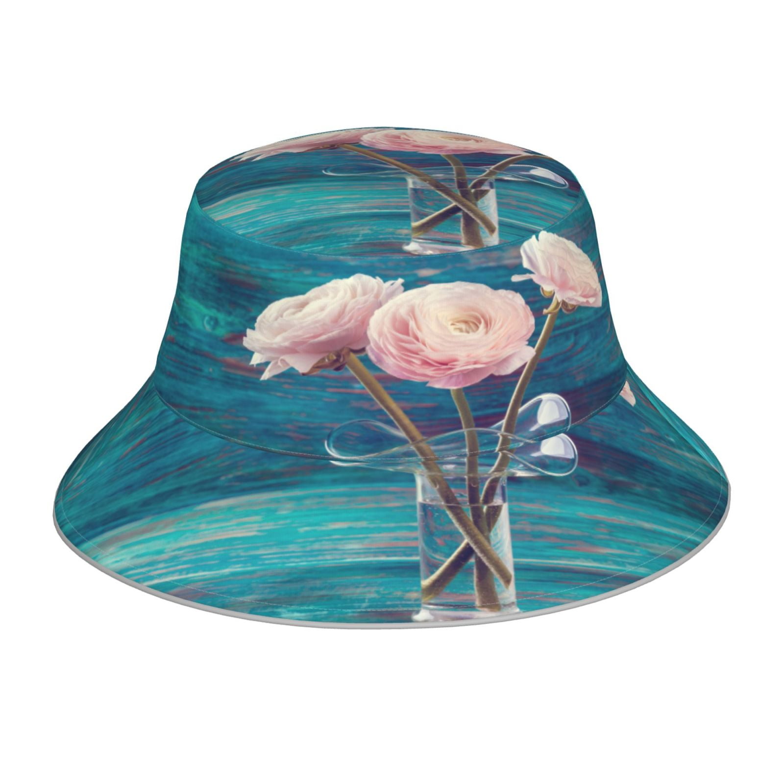 Honeii Flowers in Glass Vase for Unisex Bucket Hat Waterproof Rain Hat ...