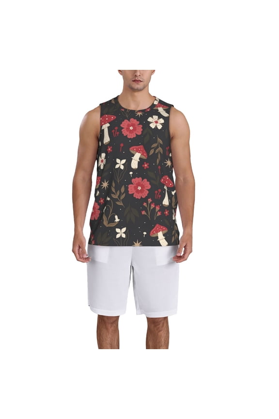 Fly Agaric and Flowers print basktball shirt for men and women, Unisex basketball jersey for Theme party-XX-Large