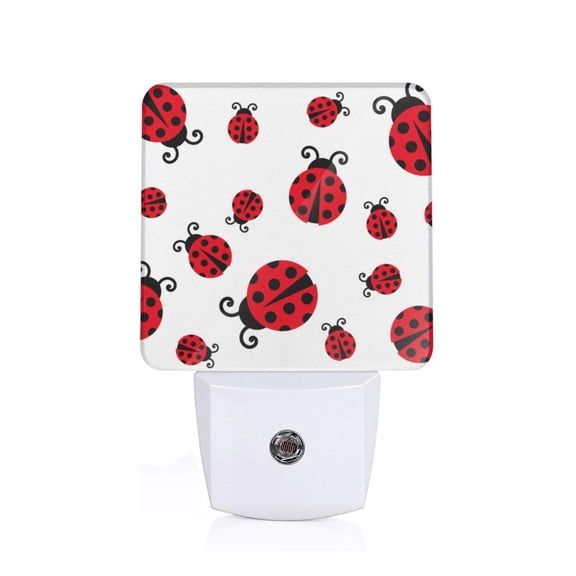 Honeii Fly Flying Ladybug Print LED Night Light with Light Sensor, Night Lights Plug Into Wall,Ideal for Bedrooms and Hallways-US