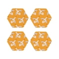 thumbnail image 1 of Honeii Flying Ducks print Leather Coaster Set of 4, ideal for safeguarding your furniture from drinks spills and effortless cleanup-Hexagon, 1 of 6