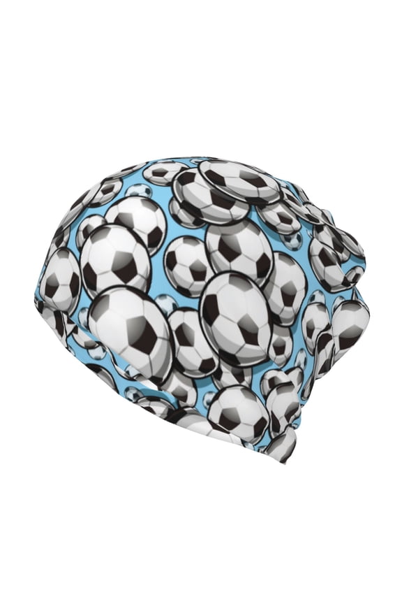 Football Soccer Ball Print Winter Beanie Daily Hat - Thermal Polar Fleece Ski Running Hat Skull Cap for Men and Women,Beanie