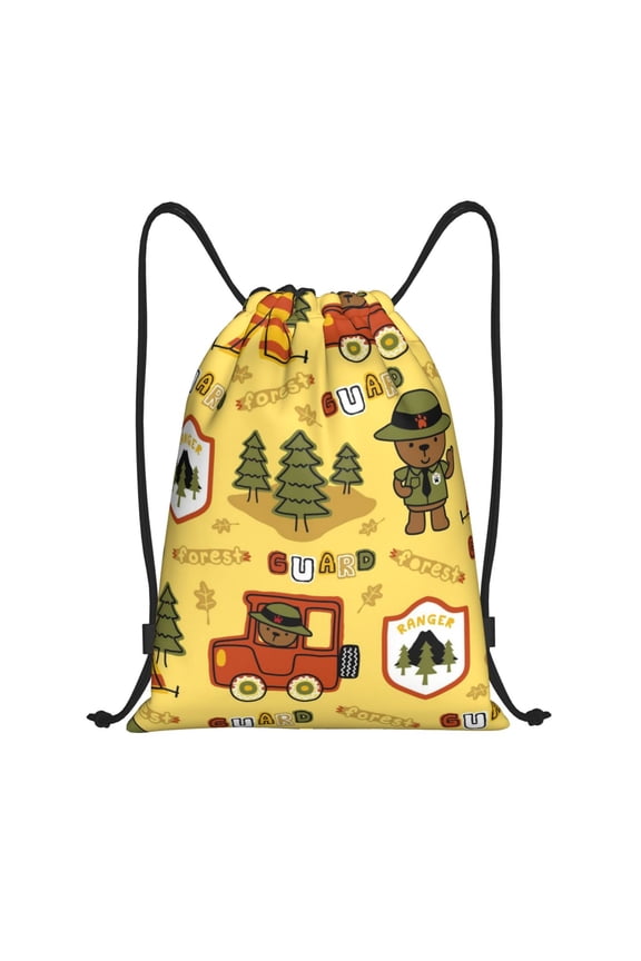 Honeii Forest Guard Print Drawstring Backpack,Drawstring Bags String Backpack Gym Cinch Sack Backpack Sport Bag Draw-Medium