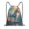thumbnail image 1 of Honeii Forest Lake White Horse Print Drawstring Backpack,Drawstring Bags String Backpack Gym Cinch Sack Backpack Sport Bag Draw-, 1 of 6