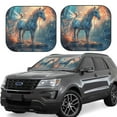 thumbnail image 1 of Honeii Forest Lake White Horse Print Foldable Car Sun Shade for Windshield, 2-Piece UV Protection Shade, Protects Car Interior, Ideal for Cars, Trucks, SUVs-Small, 1 of 6