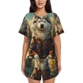 thumbnail image 1 of Honeii Forest Maple Leaf Husky for Women's Summer Pajama Set featuring Soft Short Sleeve Shirt & Matching Bottoms with Convenient Pockets for Relaxed Home Wear-3X-Large, 1 of 6