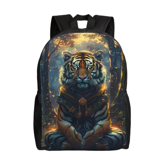 Honeii Forest Meditating Tiger Print Laptop Backpack for Work, College, Travel, Daily Backpacks for Men Women, Sport Rucksack,Computer Bag