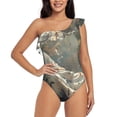 thumbnail image 1 of Honeii Forest Meditating White Tiger for women's one-piece swimsuit featuring a chic one-shoulder design experience elegance and style in the water-Small, 1 of 6