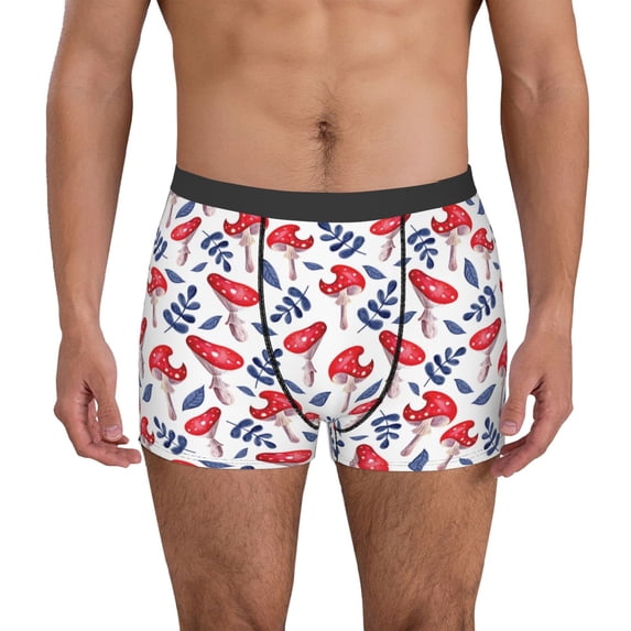 Honeii Forest Mushrooms1 Print Mens Boxer Briefs Breathable,Boxer Brief for Men, Moisture-Wicking Underwear-XX-Large