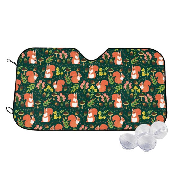 Honeii Forest Squirrel Print Car Sunshade for Windshield,Car Cover Sunshade Protector,Foldable Front Window Sun Visor,Fits Cars, SUVs, Trucks