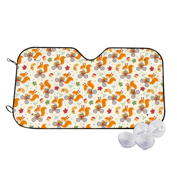 Honeii Forest Squirrel Print Car Sunshade for Windshield,Car Cover Sunshade Protector,Foldable Front Window Sun Visor,Fits Cars, SUVs, Trucks