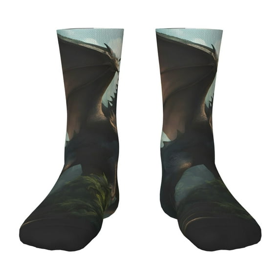Honeii Forest Stone-Colored Dragon Print Children's Colorful Socks,Unisex Kids and Toddlers' Cushioned Sock,Kids Athletic Crew Socks,for Everyday Wear and Sports