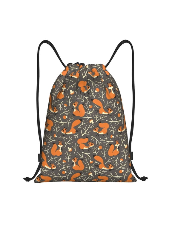 Fox And Mushroom Print Drawstring Backpack,Drawstring Bags String Backpack Gym Cinch Sack Backpack Sport Bag Draw-Small