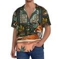 thumbnail image 1 of Honeii Fox Bathtub Floral Art for Men's Short-Sleeved Button-Up Collared Shirt Featuring A Pocket, Perfect for Beach Vacations, And Travel Adventures.-Medium, 1 of 5