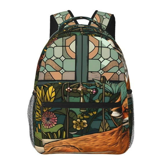 Honeii Fox Bathtub Floral Art Print Backpack for Both Men and Women, Basic Bookbag for College, Work, or Travel,Rucksack Computer Bag-One Size