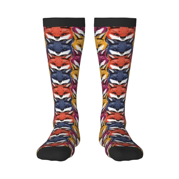 Honeii Fox Face Print Long Socks,Novelty Design Socks Gift for Men and Women,Crew Socks,Calf Socks