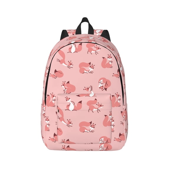 Honeii Fox Print Canvas College Laptop Backpack, Durable Rucksack Travel Notebook Bag School Backpack Book Bag for Men Women-Small