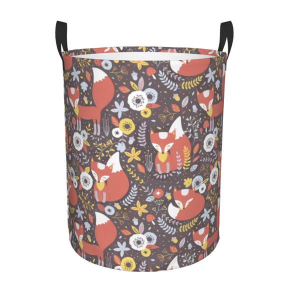Honeii Foxes Print Laundry Hamper Basket,Baby Nursery Woven Storage Basket for Toys Bin,Pillows,Blankets,Clothes-