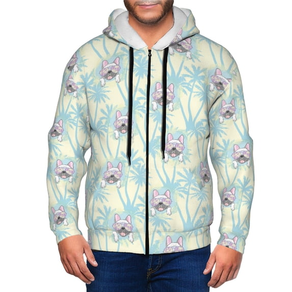 Honeii French Bulldog 3 Print Hoodies for Men, Pullover & Full Zip, Breathable Zip up Hoodie, Sweatshirt-Medium