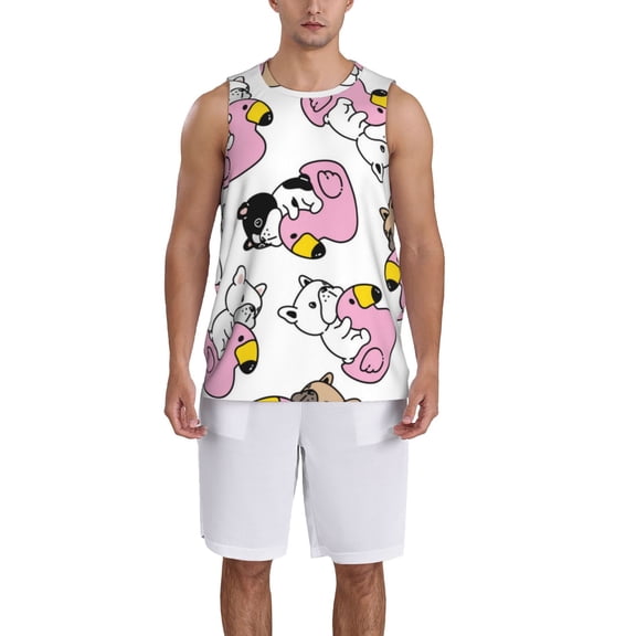 Honeii French Bulldog Duck print basktball shirt for men and women, Unisex basketball jersey for Theme party-Medium