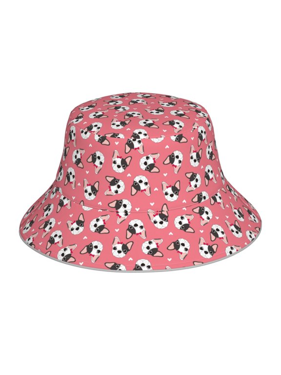 French Bulldog Face for Unisex Bucket Hat Waterproof Rain Hat Reversible Shiny Rave Bucket Hat for Concert Festival Boonie Cap